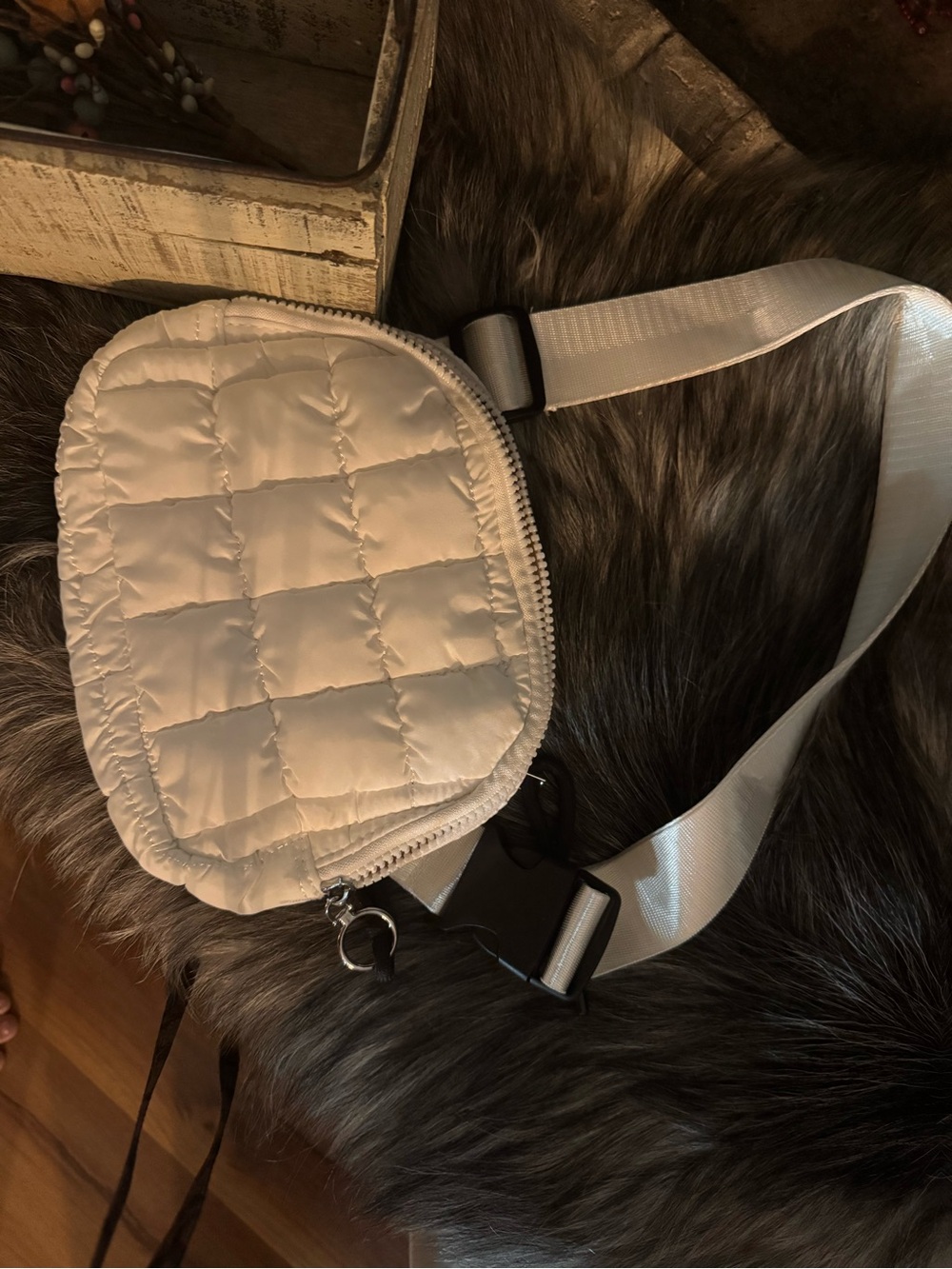 Quilted White Crossbody Belt Bag